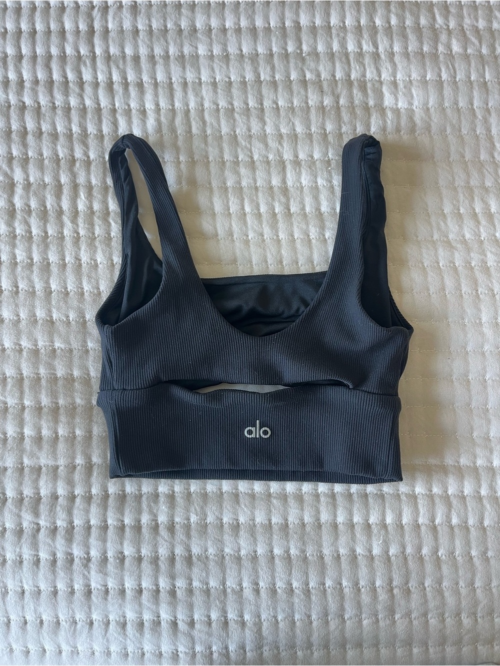 ALO Yoga Black Ribbed Cutout Tank / Sports Bra XS